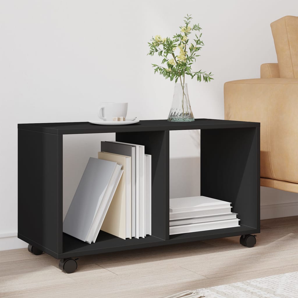 Rolling Cabinet Black 72x33x42.5 cm Engineered Wood